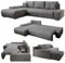 Juskys Sofa Iseo Links mit Schlaffunktion - Stoff Couch L Form für Wohnzimmer, bequem, ausziehbar - Schlafsofa Ecksofa Eckcouch Schlafcouch Dunkelgrau