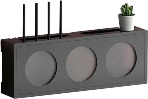 Aufbewahrungsbox for WLAN-Router aus Holz, wandmontiertes Organizer-Rack mit mattierter Acryltür for TV-Schrank, Medienkonsole, DVD, Set-Top-Box, Telefon, Fernbedienung, Wanddekoration, Schwarz