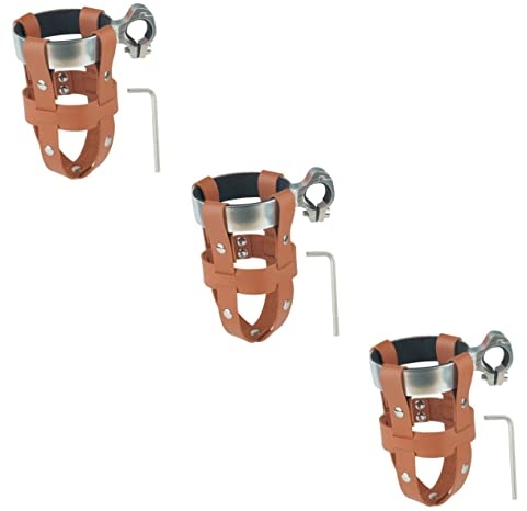 BESPORTBLE 3 Juegos Portabotellas Cuero portabicicletas Caballete Bicicleta portavasos Bicicleta Manillar jaulas Plataforma Agua Titular la Bebida botellero Aluminio