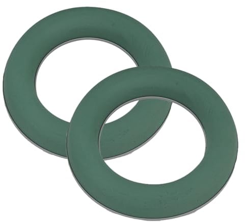 Oasis® Hobby Frisch Steckschaum-Ring, 3,5 x 25 cm Ø, innen: 16,2 cm Ø, 2 Stück - Blumensteckschaum, Steckmasse, Steckmoos Kranz zum Gestalten von Blumendekorationen, wie Adventskränzen, UVM.