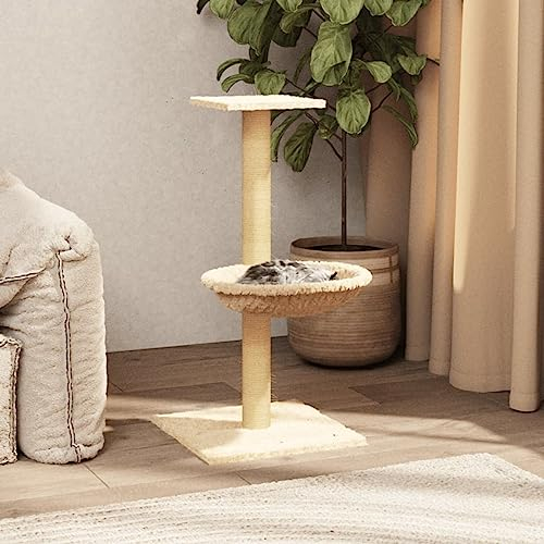 Kratzbaum mit Sisal-Kratzsäule Creme 74 cm, ZEYUAN Katzenkratzbaum, Katzenmöbel, Kratztonne Für Katzen, Aktivitätskratzbäume, Katzen Zubehör