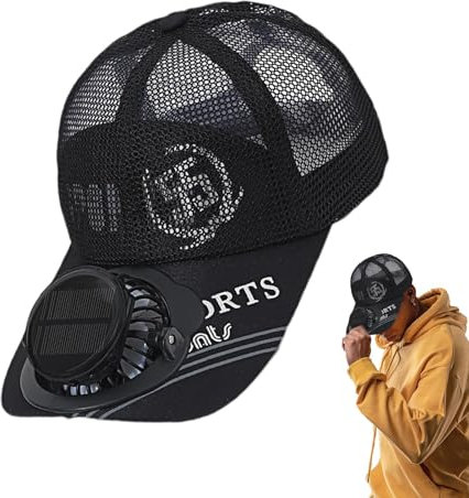 Generico Cappello con ventola ad energia solare, cappello con ventola incorporata - Ventilatore solare esterno | Cappello per ventola alimentato ad energia solare/ricarica USB, cappello per protezione