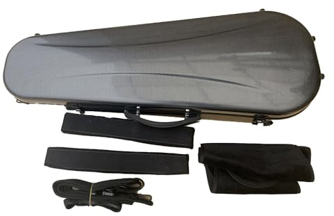 YoungMonic Custodia per viola da 15 a 17 pollici, in fibra di carbonio, leggera, 40,6 cm, resistente, colore nero chiaro (nero per viola da 15 a 16)