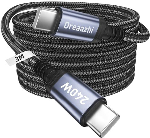 Langes 3M USB C anf USB C Lade Kabel, 240W Typ C Schnelllade Kabel Geflochten für iPhone/MacBook Pro/Air, iPad Air/iPad Pro/iPad Mini 6/ Samsung Galaxy S22 S21 S20 Galaxy Tab usw