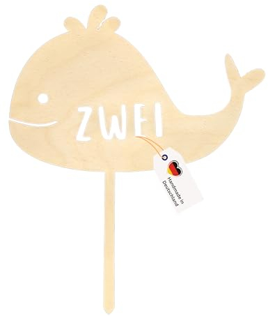 Kuchentopper Cake Topper Holz Wal Meeresparty Zwei Kindergeburtstag Dekoration Kuchendeko 2.Geburtstag (Zwei)