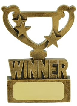 SilverTrophy: Winner Champion Mini Cup Trophy Award for a Winner, Hero, Prize-Winner, Victor, Gold Medal, Strongest, Number 1, Star Ornament Mini Cup Affordable Figurine Prize