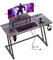 ODK Gaming Schreibtisch mit LED & Steckdose, 100 x 50 cm Ergonomischer Computertisch mit Abnehmbarem Monitorregal, Gaming Tisch mit Kohlefaseroberfläche
