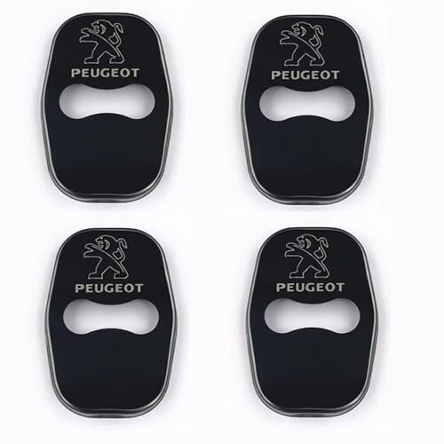 THJKCVSD 4 Pièces Couverture Serrure Porte Voiture, pour Peugeot 208 308 408 508 2008 3008 Cache Verrou de Porte,Accessoires de Protection Couvercle Serrure Porte,C