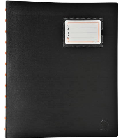 Exacompta - Réf. 86334E - Carton de 6 Protège-documents Exactive amovible à anneaux avec 30 pochettes détachables - 60 vues - 5 intercalaires couleur avec porte étiquette - pour A4 - couverture noire