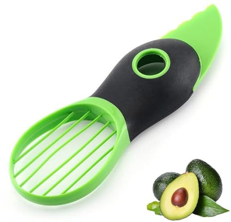 3-in-1 Avocado Cutter Slicer, Multifunctional Avocado Peeler with Non-Slip Handle, Stainless Steel Pitter and Slicer Tool, Kitchen Gadget for Fruits