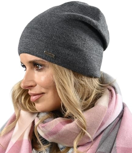 Alur Mütze Damen Beanie Wintermütze Strickmütze - Warme Elastisch Elegant Winter Mütze EKO - Weiches Garn Stilvoll Universell Warm (Graphit)