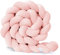 Bettschlange Geflochten, Baby, Babybett Umrandungen, Kantenschutz Bettumrandung Knotenkissen, Seitenschläferkissen, Baumwolle Schlafkissen Kissen,Lotuswurzel Rosa,450cm