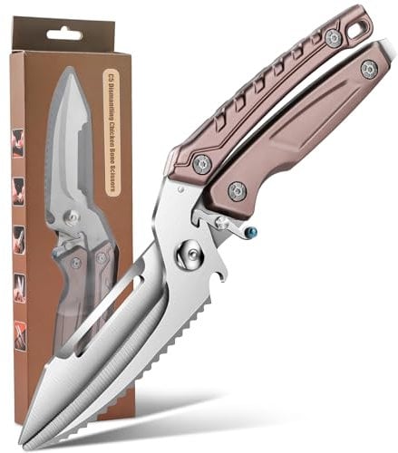 Geflügelschere Scharfe Küchenschere Schere Küche: Scharf Abnehmbare Haushaltsschere Heavy Duty Fleischschere zum Schneiden von Knochen Geflügel Gemüse Meeresfrüchte Knochenschere Braun