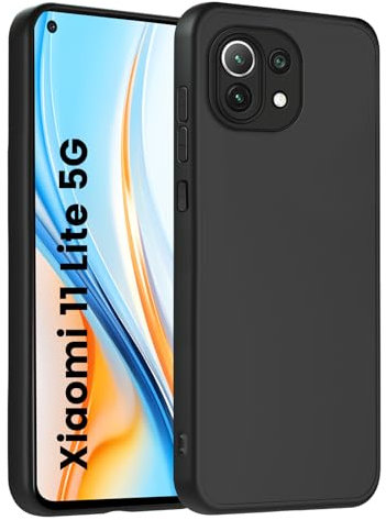 HuwaiH Handyhülle für xiaomi 11 lite 4g/5g/Ne Hülle, Anti-Schock, Upgraded Kameraschutz, Antikratzer, Anti-Rutsch Schutzhülle, Unterstützt kabelloses Laden, Anti-Fingerabdruck Case(Schwarz)
