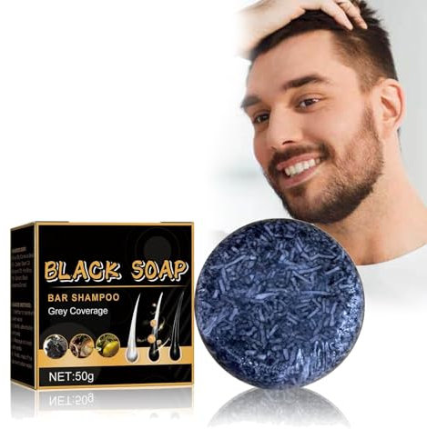 Grey Coverage Bar Shampoo, Black Soap, Hair Darkening Shampoo Bar, Black Hair Shampoo Bar, NatüRliche Haarfarbe, NatüRliche Inhaltsstoffe, 50 g (1PC)