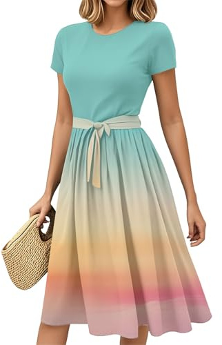 Sommerkleider Damen Leicht und Luftig Abendkleid Lang mit Geometrischem Muster Ballkleider Lässige Langes Sommerkleid Kleider Sommer Vintage Frühlingskleid Kleid Elegant Jeanskleider