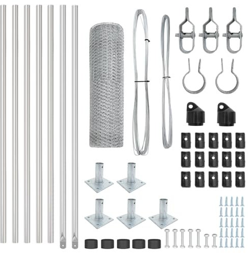 vidaXL Fence Post Silver, Garden and Terrace Fencing, Rectangular Metal Posts, Modern Outdoor Barriers, Property Boundary Marker Installation
