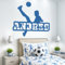 Wandaufkleber mit individuellem Namen, personalisiertes Jungenzimmer, Sportdekoration, Kinder-Fußball-Wandaufkleber für Schlafzimmer, Athleten-Silhouette, Wandkunst AdesiivoStudio