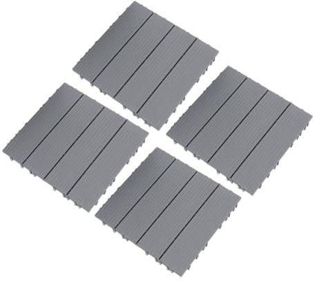 ARTIBETTER 4pcs Decking Tiles Flooring Imitation Wood Plastic Interlocking Tiles for Outdoor Use Patio Balcony Terrace Garden Weatherproof Realistic Grain Safe Low Maintenance