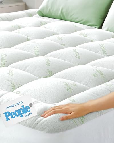 Topper matrimoniale Cloud-Like Comfort - Protezione in viscosa di bambù ultra morbida, traspirante e rinfrescante - 160x190 cm, vestibilità profonda
