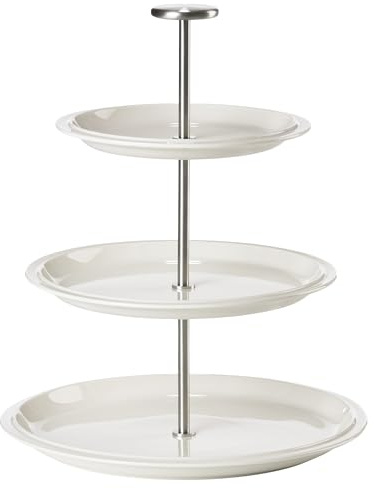 Zone Denmark Eau Serveringsopsats – Etagere mit 3 Etagen für Festliche Servierung – Stapelbare Servierständer – Minimalistisches Design – Spülmaschinengeeignet – 31 cm, Ø 20 cm – Offwhite