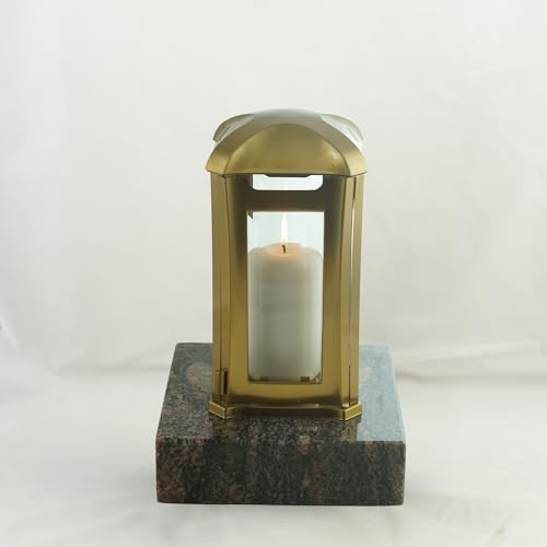 designgrab Grablampe Venezia aus Edelstahl-Gold-bronzefarben und Granitsockel Himalaya
