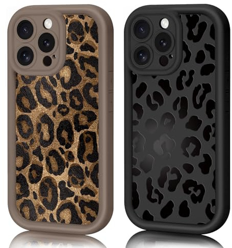 AICISINGN 2 Pack of Case for iPhone 15 Pro, Aesthetic Leopard Print Pattern Design for Girls and Women Soft Slim TPU Shockproof Camera Cover for iPhone 15 Pro Case, 04