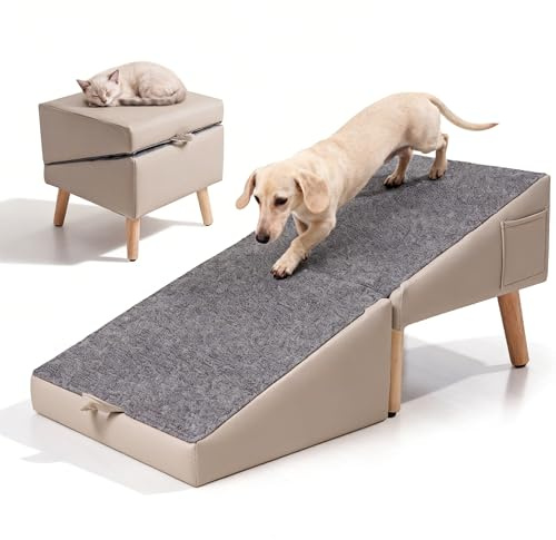 2 en 1 Rampa para Perros para Sofá y Cama, 40cm, Inclinación Suave 23° | Escalera Plegable para Perros Pequeños, Medianos y Gatos, Rampa Antideslizante Estable, para Mascotas Mayores o Lesionadas