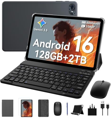 Tablet, Android 16 Tablets with 10 Inch HD+IPS Display, 18GB RAM+128GB ROM | 2TB Expandable | Gemini AI 3.5 | Widevine L1 | 6000mAh | 5G WiFi | GPS | GMS Certified | 5MP Camera | 4-Year Warranty