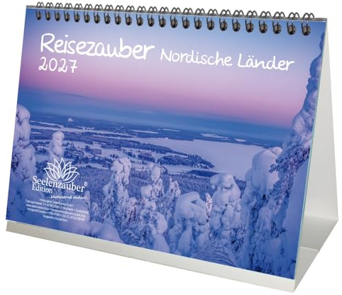 Reisezauber Nordische Länder DIN A5 Tischkalender für 2027 Stadt und Land im Norden - Seelenzauber