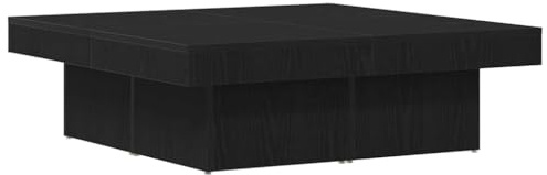 Heofavd Couchtisch Schwarz Eichen-Optik 90 x 90 x 28 cm aus robustem Holzwerkstoff Modernes Design Sofatisch mit 75 kg Tragkraft für Wohnzimmer Lounge und Büro
