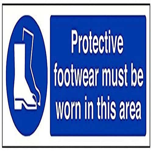 V Safety Protective Footwear Must Be Worn In This Area PPE Sign - 300mm x 100mm - Self Adhesive Vinyl