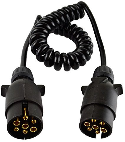 AB Tools Trailer Electrics 1.5m Curly Extension Cable Male to Male 7 Pin