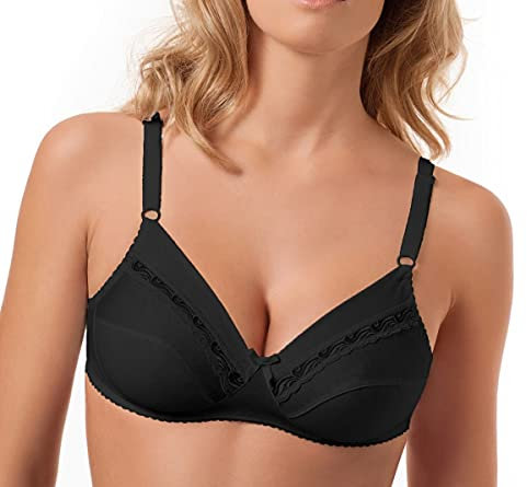 Reggiseno classico Sièlei 90 senza ferretto 100% cotone (4, Nero)