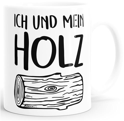 MoonWorks Kaffee-Tasse Ich und Mein Holz Holzi einfarbig weiß Unisize