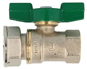 Messing Trinkwasserkugelhahn mit grünem Flügelgriff, 1 ÜWM-3/4 IG, DVGW-zertifiziert