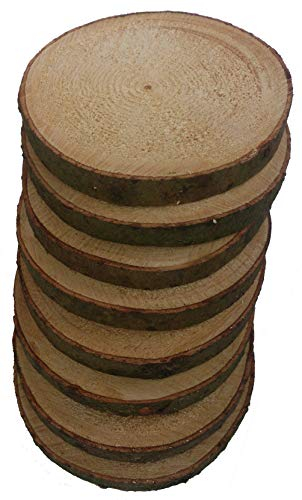 Mercarimus 8 Stück Holzscheiben 17-20 cm Baumscheiben mit Rinde Astscheiben Deko Basteln Floristik Hochzeit