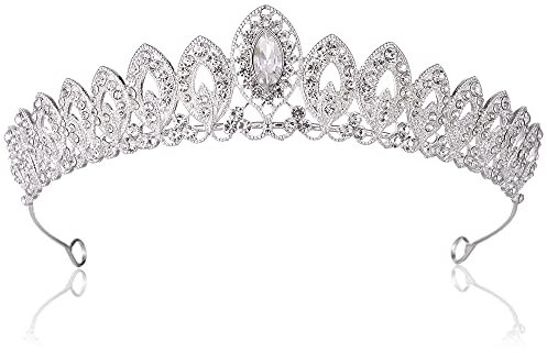 Kristall Krone Schleier Set Strass Tiara Stirnband Hochzeit Schleier mit Kamm Silber