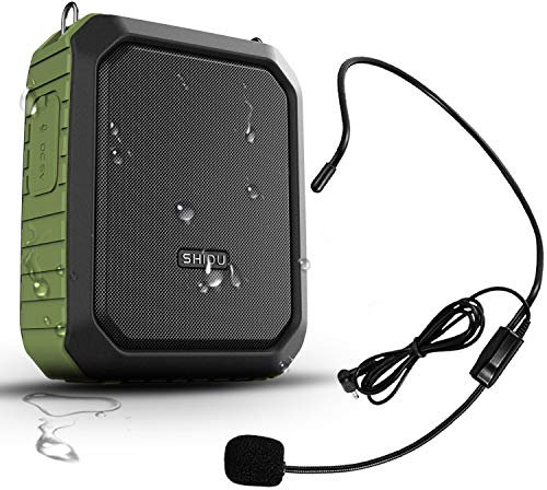 HW HAOWORKS Portable Personal Waterproof Voice Amplifier Wired Headset Microphone Small Bluetooth Pa Speaker 18W Rechargeable Wearable Mic System for Teachers or Outdoors (Wired Version)