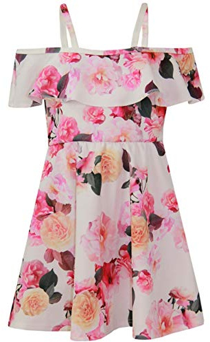 A2Z 4 Kids Girls Skater Dress - Off Shoulder Flowers Print 9-10