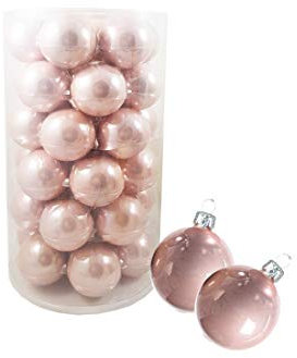 Palline di Natale Sfere Decorative in Vetro Dimensioni e Colore a Scelta. (8 cm N16047, Rosa Cipria/Apricot)