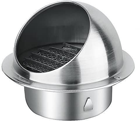 SENRISE Cubierta de rejilla de ventilación de Acero Inoxidable para Rejilla de ventilación de Pared Redonda de Metal, Cubierta con Solapa de Gravedad para el Escape de Pared Externa (150 mm)