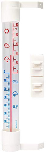 Browin 20510 020510 Außenthermometer, zum Kleben, Transparent, White, mittlere Größe, universal, Thermometerskala von-70-+50 °C, 26 mm x 230 mm, 4,5 x 10 x 32 cm, 4.50 x 10 x 32 cm