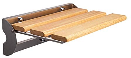 BHBXZZDB An der Wand montierter klappbarer Holzduschsitz, 300 Pfund Gewichtskapazität Holz- und Edelstahlhocker, umklappbares Sitzbad für Erwachsene, ältere Personen, a, L.