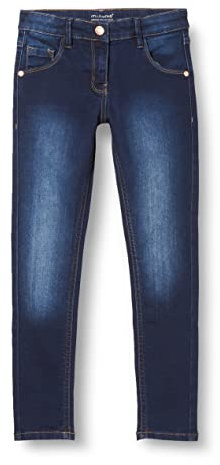MINYMO Mädchen Power Stretch Slim fit Jeans, Dark Blue Denim, 140