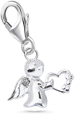 Goldene Hufeisen Schutzengel Karabiner Charm Anhänger für Bettelarmband aus 925 Sterling-Silber