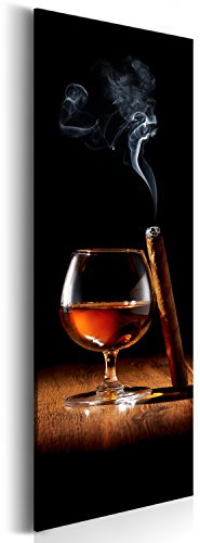 murando - Leinwandbild Whisky Zigarre, 30x90 cm, 1-teilig, Schlafzimmer | Hochwertige Leinwand, sofort aufhängbar, ideal fürs Wohn- oder Schlafzimmer, wasserfest und lichtecht, langlebig, stilvoll
