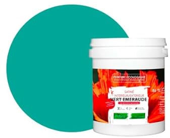 BOX DECO COULEURS Peinture naturelle écologique intérieur extérieur aspect satin Natura - 1L, Vert Emeraude