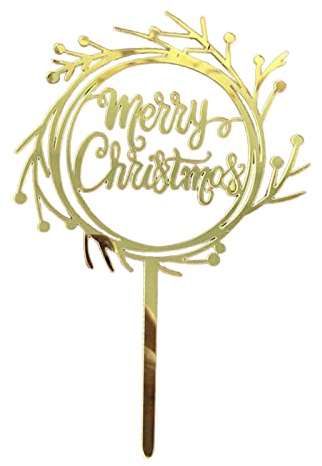 A/M Christmas Cake Topper, Frohe Weihnachten Cupcake Topper Gold Rot Weiß Weihnachtskuchen Ornament Glitzer Weihnachten Dessert Picks für Weihnachtsfeier Kuchen Dekoration Weihnachtsbedarf