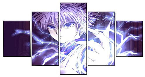 MPPSU Killua-Zoldyck Anime Charakter Poster Wanddekoration Wohnzimmer Leinwandbild Jugendzimmer Poster Set Modern 5 Teiliges Wandbild Bedroom Decor XXL Bilder Mit Rahmen 100 * 50cm